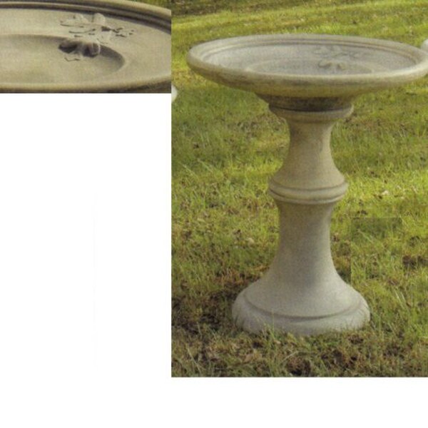 Stone Bird Bath - Oak Leaf Birdbath on Pedestal made of Concrete